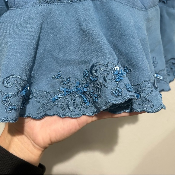 Free People Hard To Handle Top small blue beaded flutter sleeve - Picture 4 of 10